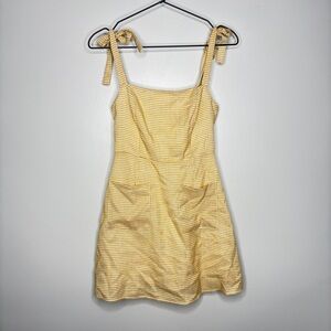 Urban Outfitters Tie Strap Gingham Mini Dress Yellow Cottagecore Women's XS